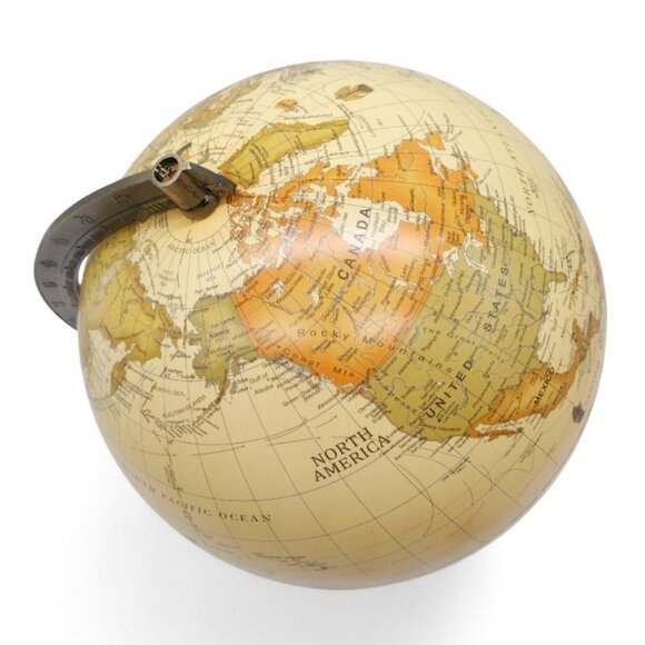 Annova 10" Antique Globe with Brass Metal Arch and Solid Wood Base World Map - Picture 10 of 15